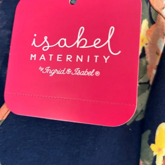 Isabel Maternity Navy Floral Side Ruched Scoop Neck T-Shirt Dress XL New - Picture 5 of 10